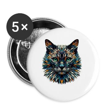 Polygone Art Bombay Chat - Lot de 5 petits badges (25 mm) - blanc - Devant