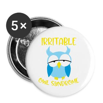 Reizbares Eulensyndrom Lustige Nachtvögel Humor - Buttons klein 25 mm (5er Pack) - Weiß - Vorne