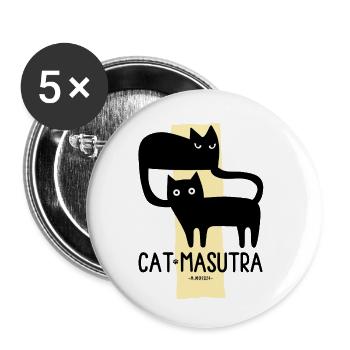 Cat Masutra - Buttons small 1''/25 mm (5-pack) - white - Front