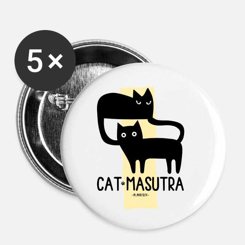 Cat Masutra - Buttons small 1''/25 mm (5-pack) - white