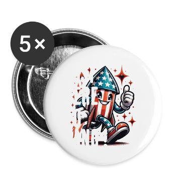 Here To Bang Retro Vintage Design 4. Juli - Buttons klein 25 mm (5er Pack) - Weiß - Vorne