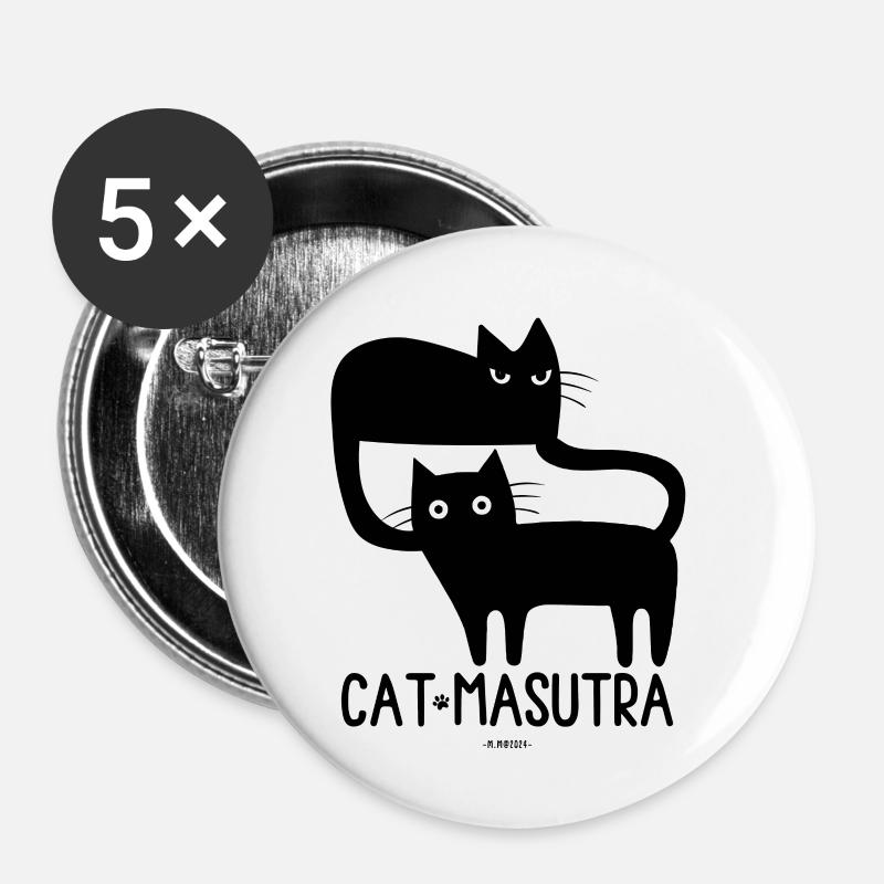 Cat Masutra! - Buttons small 1''/25 mm (5-pack) - white