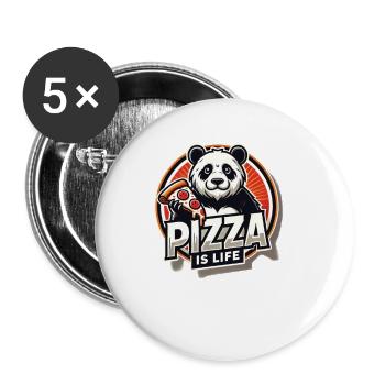 La pizza est la vie Panda - Lot de 5 petits badges (25 mm) - blanc - Devant