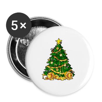 Abeilles et miel - Arbre de Noël apiculteur - Lot de 5 petits badges (25 mm) - blanc - Devant