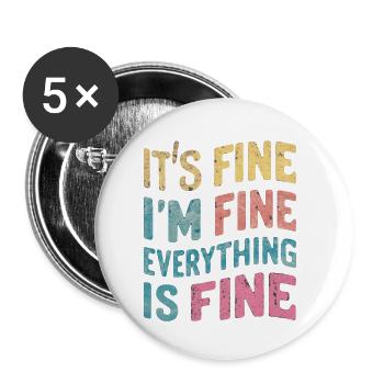 i'm fine - tout va bien - Lot de 5 petits badges (25 mm) - blanc - Devant