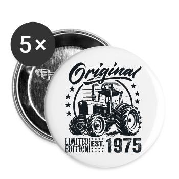 Original 1975 Jubiläum 1975 Farmer Traktor - Buttons klein 25 mm (5er Pack) - Weiß - Vorne