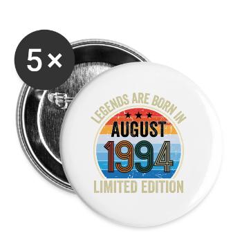 Legends Are Born In August 1994 Limited Edition - Buttons klein 25 mm (5er Pack) - Weiß - Vorne