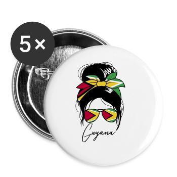 Guyana Messy Bun Stolze guyanische Frauen Guyana - Buttons klein 25 mm (5er Pack) - Weiß - Vorne