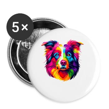 Colorful Pop Art Border Collie Border Collies - Buttons small 1''/25 mm (5-pack) - white - Front