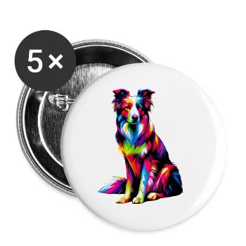 Colorful Pop Art Border Collie Border Collies - Buttons small 1''/25 mm (5-pack) - white - Front