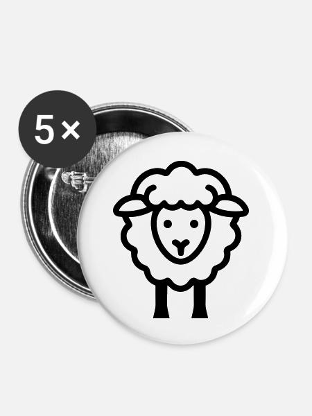 Schaf - Buttons klein 25 mm (5er Pack) - Weiß