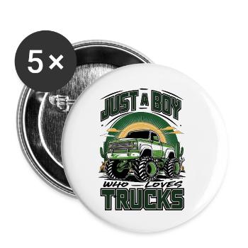 Design unique de monster truck et de jingler - Lot de 5 petits badges (25 mm) - blanc - Devant