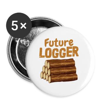 Bûcheron forestier du futur bûcheron - Lot de 5 petits badges (25 mm) - blanc - Devant