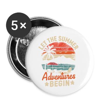 Let The Summer Adventures Begin - Buttons small 1''/25 mm (5-pack) - white - Front