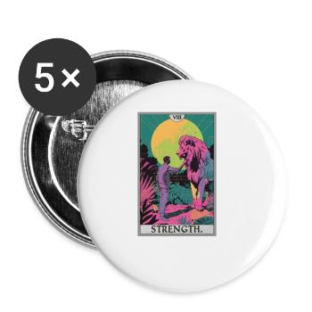 Tarotkarten Tarotkarte Strength Kraft - Buttons klein 25 mm (5er Pack) - Weiß - Vorne