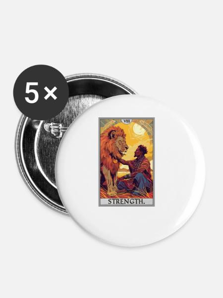 Tarotkarten Tarotkarte Strength Kraft - Buttons klein 25 mm (5er Pack) - Weiß