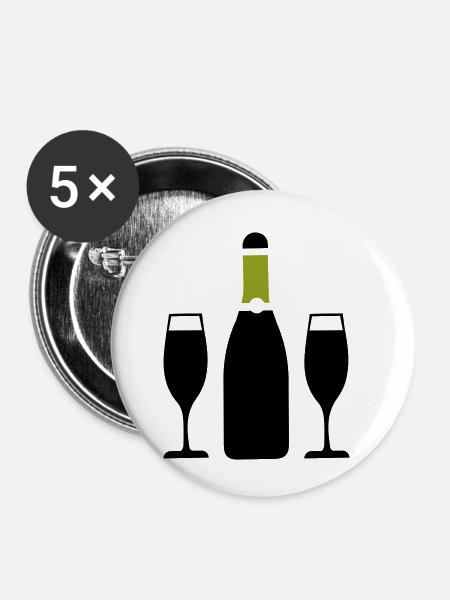 Rotwein Symbol - Buttons klein 25 mm (5er Pack) - Weiß