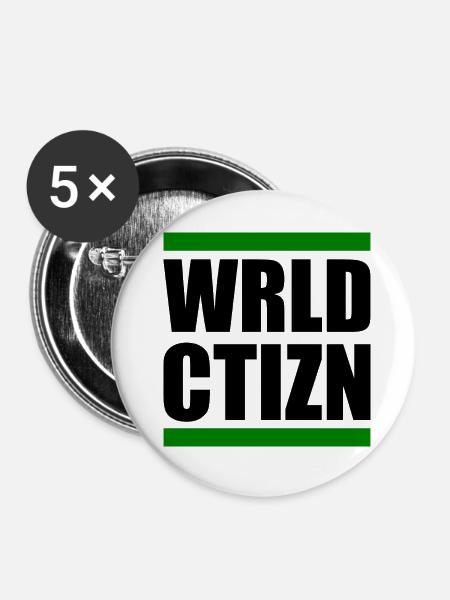 world citizen - Buttons klein 25 mm (5er Pack) - Weiß