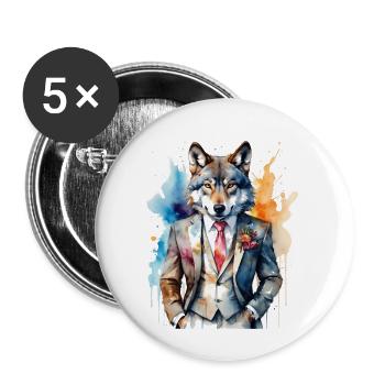 Wolf Suit Colorful Animal Design Print - Buttons small 1''/25 mm (5-pack) - white - Front