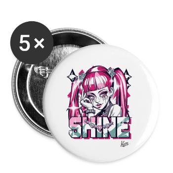 hübsches Mädchen scheint mit Diamanten und Juwelen - Buttons klein 25 mm (5er Pack) - Weiß - Vorne