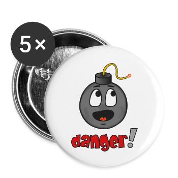 Danger explosives Gesicht - Lustiges Emoticon - Buttons klein 25 mm (5er Pack) - Weiß - Vorne