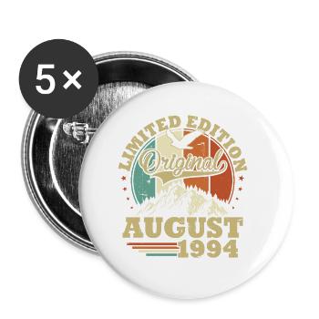 Original Août 1994 Vintage Cadeau Anniversaire - Lot de 5 petits badges (25 mm) - blanc - Devant
