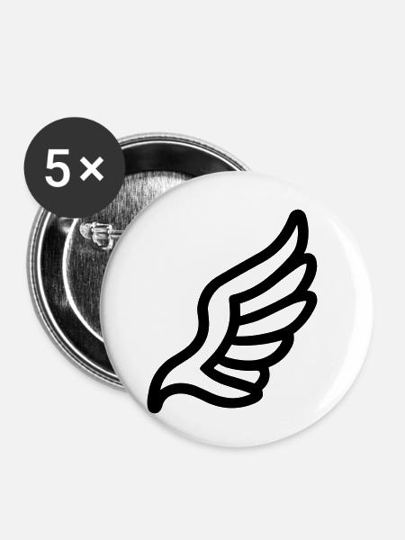 Engelsflügel - Buttons klein 25 mm (5er Pack) - Weiß