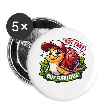 Petit escargot mignon avec casquette de baseball - Lot de 5 petits badges (25 mm) - blanc - Devant