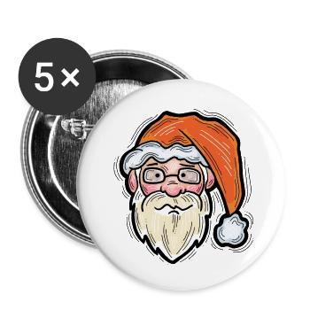 Père Noël - Lot de 5 petits badges (25 mm) - blanc - Devant