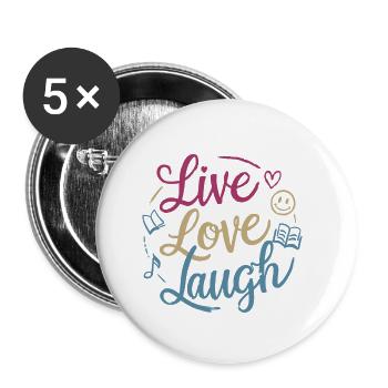 LEBE LIEBE LACHEN - Buttons klein 25 mm (5er Pack) - Weiß - Vorne