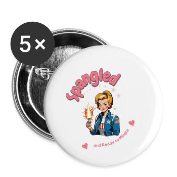 Design rétro vintage prêt à se mêler le 4 juillet - Lot de 5 petits badges (25 mm) - blanc - Devant