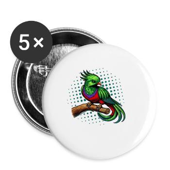 Tropische Wildtierkunst Farbenfroher Quetzal Vogel - Buttons klein 25 mm (5er Pack) - Weiß - Vorne