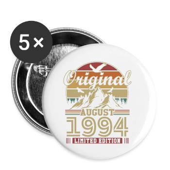 Original août 1994 Vintage cadeau d’anniversaire - Lot de 5 petits badges (25 mm) - blanc - Devant