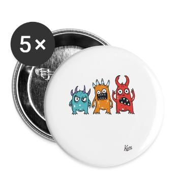 funny cute little crazy monsters - Buttons small 1''/25 mm (5-pack) - white - Front