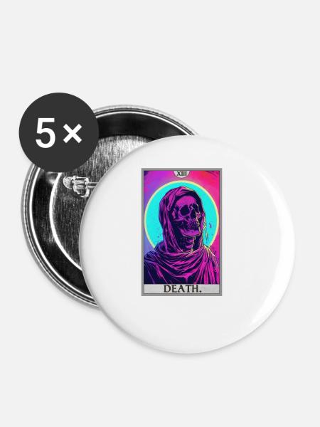 Tarotkarten Tarotkarte Death Tod - Buttons klein 25 mm (5er Pack) - Weiß