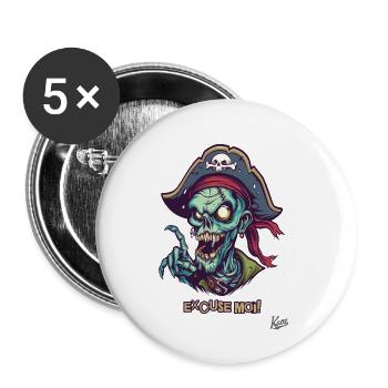 French Pirate Zombie: Excuse Moi - Buttons small 1''/25 mm (5-pack) - white - Front
