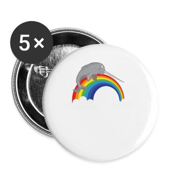 NarwhalRainbow LGBTQ Funny Whale Big Fish Ocean - Buttons small 1''/25 mm (5-pack) - white - Front