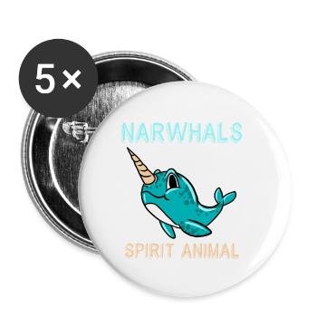 Narval sont mon Animal Drôle Mignon Mer Drôle - Lot de 5 petits badges (25 mm) - blanc - Devant