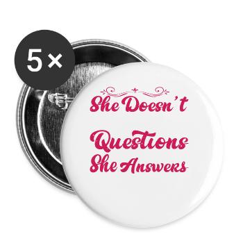 She Answers Questions During Ball Games 2 - Buttons klein 25 mm (5er Pack) - Weiß - Vorne
