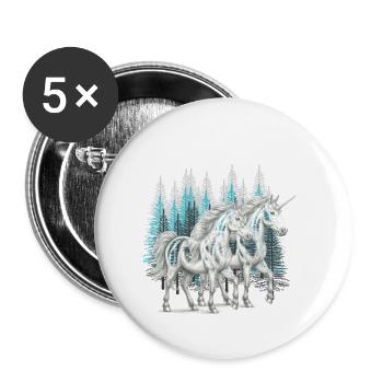 Licornes des bois Licorne Cheval mystique Chevaux - Lot de 5 petits badges (25 mm) - blanc - Devant