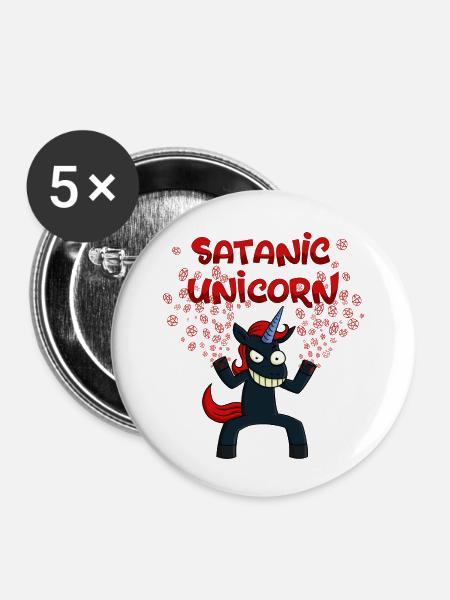 Satanisches Einhorn - Buttons klein 25 mm (5er Pack) - Weiß