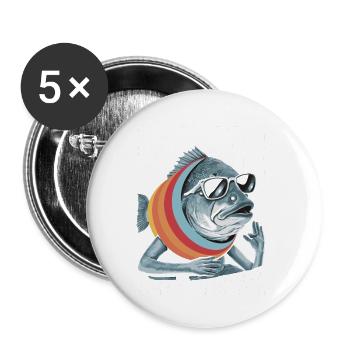 Poisson Le Plus Cool Pet Sur Terre Lunettes De Soleil Rétro Drôle - Lot de 5 petits badges (25 mm) - blanc - Devant