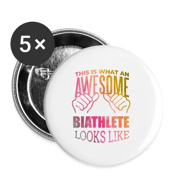 Biathlon - Buttons klein 25 mm (5er Pack) - Weiß - Vorne