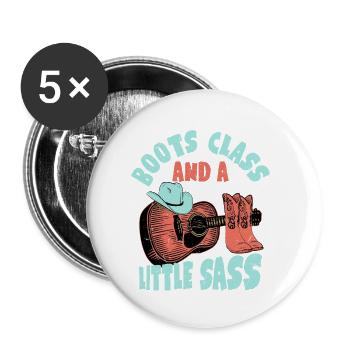 Boots, Class, And A Little Sass Western Country Mu - Buttons small 1''/25 mm (5-pack) - white - Front