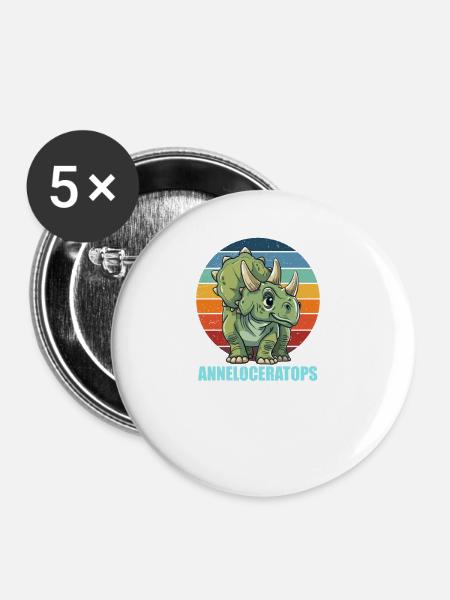 Anneloceratops Geschenkidee für Anne - Buttons klein 25 mm (5er Pack) - Weiß
