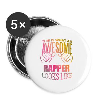rap - Lot de 5 petits badges (25 mm) - blanc - Devant