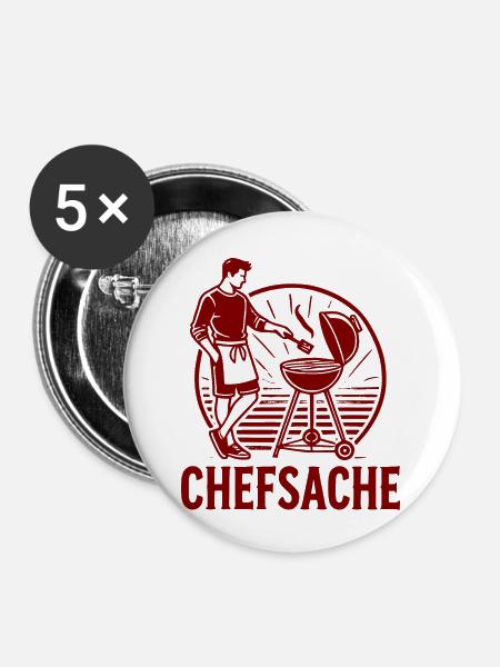 Grillen ist Chefsache - Buttons klein 25 mm (5er Pack) - Weiß