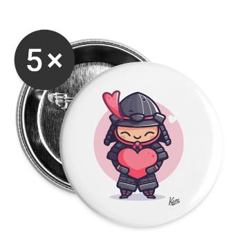 kawaii cute shogun samurai with heart and love - Buttons small 1''/25 mm (5-pack) - white - Front