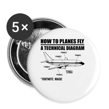 Wie Flugzeuge fliegen Lustiger Luftfahrtingenieur Pilot Airpl - Buttons klein 25 mm (5er Pack) - Weiß - Vorne