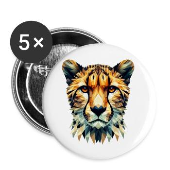 Guépard polygonal - Lot de 5 petits badges (25 mm) - blanc - Devant